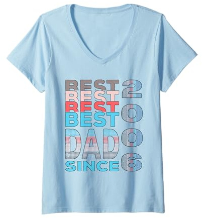 Femme Meilleur Papa du Monde - sans Blague - Papa Depuis 2006 T-Shirt avec Col en V
