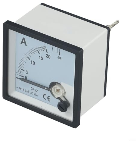 Amperometro analogico AC, Misuratore di corrente del pannello del puntatore, Quadrato 72x72mm, Alloggiamento ignifugo ABS, Frequenza 50/60Hz, Test del dispositivo di controllo industriale (AC 20A)