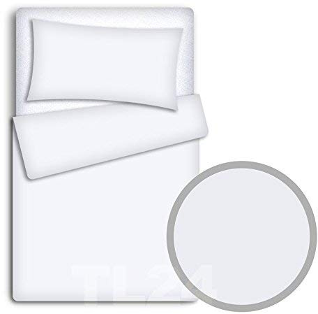 TheLittles24 Baby Newborn Bedding Set Pillowcase + Duvet Quilt Cover 2 Piece to Fit Cot Crib Cradle Pram 80x70cm (White)