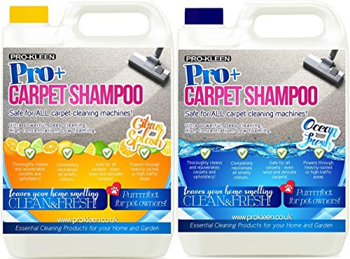 Pro-Kleen Pro+ Carpet and Upholstery Cleaning Solution 4 in 1 Concentrate Carpet Shampoo – Suitable for all Machines 5L (Citrus Splash) 5L (Ocean Fresh)