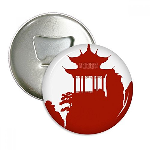 DIYthinker China Pavilion Mountain Silhouette Illustration Round Bottle Opener Refrigerator Magnet Pins Badge Button Gift 3pcs