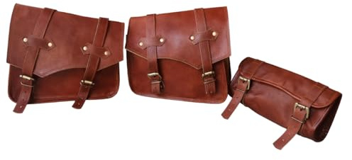 american blue handgefertigte Satteltasche aus Vintage-Leder mit 2 Seitentaschen und 1 Werkzeugtasche, Motorrad-Schwingarmtaschen