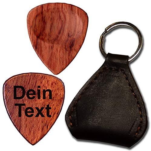 Plektrum Holz graviert, Plektron mit Wunschtext Name personalisiert, Gravur Plektren Gitarren Pick Lasergravur (Rosenholz)