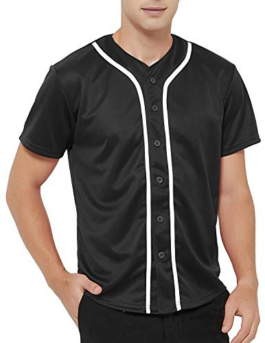 TopTie Camiseta de béisbol para Hombre Camisas Lisas con Botones Uniformes Deportivos de Equipo