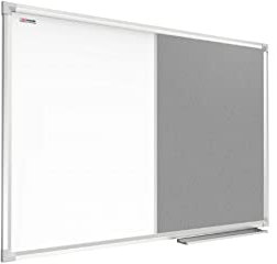 ALLboards Kombitafel 2 in 1 Magnettafel & Grau Filz-Pinnwand mit Aluminiumrahmen 90x60cm, Textiltafel Whiteboard