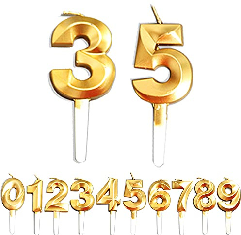 Geburtstag Zahl Kerzen, 3/5/35/53 JJubiläumstorten Dekoration, Gold Nummer Geburtstagskuchen kerzen, Kuchen Dekoration für Geburtstag Party Hochzeit Jahrestag Abschlussfeier Feier Lieferungen