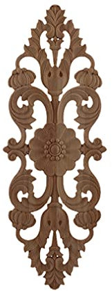 Deko-Holzapplikationen, unlackierte Eiche, geschnitzt, gewellt, Blumen-Design, Aufkleber für Ecke, Zuhause, Möbel, Tür, Dekoration, Basteln, SM18-14-34, 1 Stück