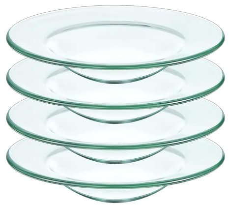 Replacement Glass Dish For Oil Burner and Wax Melt Burner, Round Glass Tray For Aromatherapy Lamp and Tart Warmer 12cm (4Pcs, 4.5)