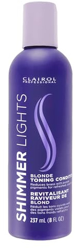 Clairol Professional Shimmer Lights Purple Conditioner, 8 fl. Oz Neutralizes Brass & Yellow Tones For Blonde, Silver, Gray & Highlighted Hair Packaging May Vary