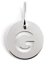SINGULARU - Mini Médaillon Lettre Argent. Pendentif initial en argent sterling avec finition plaqué rhodium. Combinable avec collier. Bijoux pour femme. Lettre G