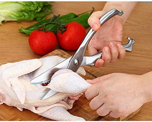 Poultry Shears, Heavy Duty Stainless Steel Kitchen Shears, Professional Chicken Bone Scissors with Spring Loaded Handle and Safety Lock, for Cutting Chicken Bone Meat Turkey Fish Seafood Vegetables