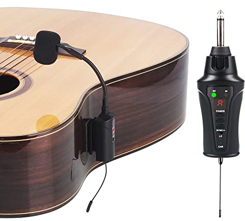 AT-5 Micrófono de guitarra inalámbrico UHF Mic Instrumento Condensador Pick Up Receptor y sistema transmisor para guitarra clásica y acústica