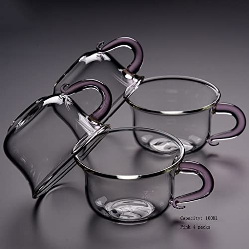 TOMYEUS Vasos de Agua Pequeño Vidrio Taza de té Kung fu Juego Haciendo Taza de té con Mango de Vidrio Transparente para la Cocina del hogar (Color : P-B3 4)
