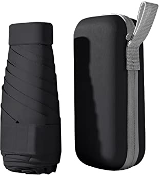 Uposao Ombrello da Viaggio Antivento, Ombrello da Tasca Mini Ombrellone a 6 Costole Ombrello UV Ultra Leggero con Custodia per Capsule Ombrello Pieghevole Portatile E Compatto per Attività All'aperto