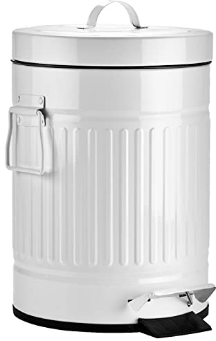 Autumn Alley, Farmhouse Bathroom Trash Can - White Trash Bin with Lid and Pedal - White Garbage Bin for Rustic Bathroom, Farmhouse Kitchen Trash Can, Country Home Décor, 5L, 1.3 Gallon