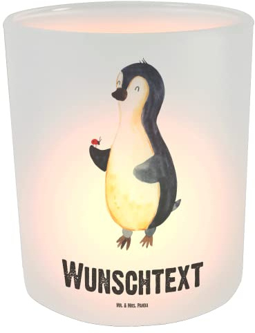 Mr. & Mrs. Panda Windlicht personalisiert Pinguin Marienkäfer - Personalisierte Geschenke, Liebe, Windglas, Glück, Kleine Wunder, mit Namen, Laterne, Personalisiertes, Name, Aufmerksam