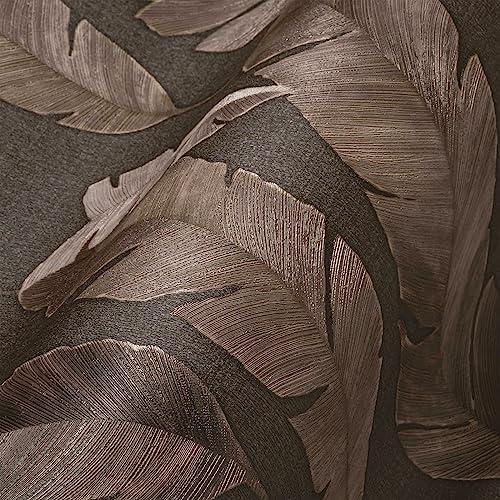 Livingwalls Resestilar fibertapet – botanisk tapet i brunt – tropisk tapet för olika rum i 10,05 m x 0,53 m