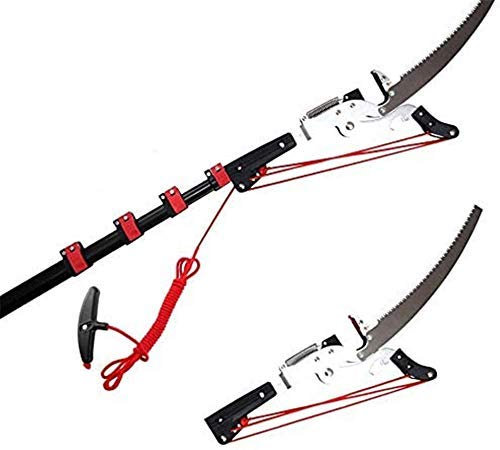 Teleskop-Baumschere Gartenwerkzeug Baumschere mit Blatt aus gehärtetem Stahl Säge 35 cm mit Nylonschnur komplett mit Knopf, mit Teleskopstange 3,6–7,2 m, schneidet Äste bis zu 35 mm Durchmesser D (7