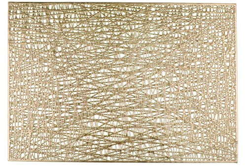 Snowkingdom Lot de 4 Sets de Table rectangulaires dorés en Vinyle métallisé, faciles à Nettoyer, antidérapants, résistants à la Chaleur, lavables et lavables, pour Salle à Manger, décoration de fête