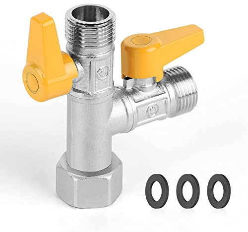 CPROSP Valvola 3 vie Ottone, Valvola a 3 vie con Attacco T 1/2 Per WC Bagno Cucina Tubo Doccia