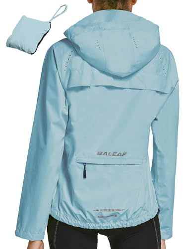 BALEAF Cykeljacka dam, regnjacka, vattentät, ventilerande, vandringsjacka, windbreaker, sommarjacka, utomhusjackor, lätt vindjacka, trekking, regnjacka, cykeljacka, Ljusblå, S