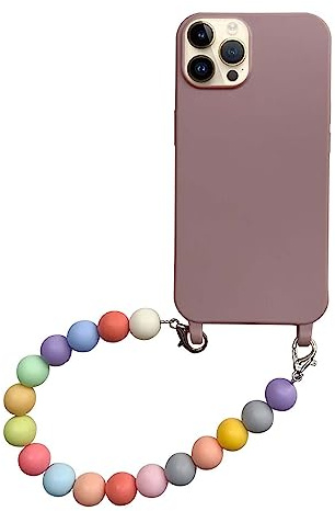 Bakicey Handyhülle für iPhone 13 Glitzer Rainbow mit Perlen Band Transparent Aesthetic Schutzhülle Frauen Mädchen Kristallklar Hülle mit Süßes Chain Case für iPhone 13, Altrosa