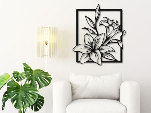 VAILLA Blume Des Lebens Wanddeko aus Holz 3D – Wandbild Wohnzimmer Büro | MDF Sperrholz, Lasergeschnitten, Botanik Blüten, 5 Größen, Schwarz Grau Gold, personalisierbar, Esszimmer Küche Eingang Flur