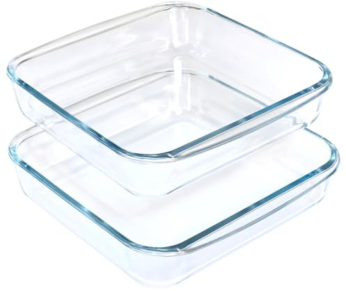 Set di 2 pirofile quadrati in vetro temperato da 1,7 litri