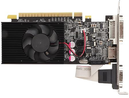 Scheda Grafica da Gioco GT610 2G, Scheda Grafica Discreta da 2 GB DDR3 a 64 Bit, 810 MHz 1000 MHz, PCI Express X16 1.1, DVI VGA HDMI, Scheda Video da Gioco con Ventola di