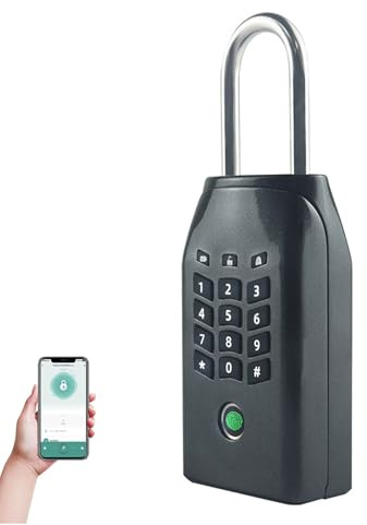TenixLox Smart Key Lock Box,Fingerprint,Tuya APP and Password Unlocked Key Boxes,Weatherproof for Outdoor Use, Suitable for House Keys (Gray)
