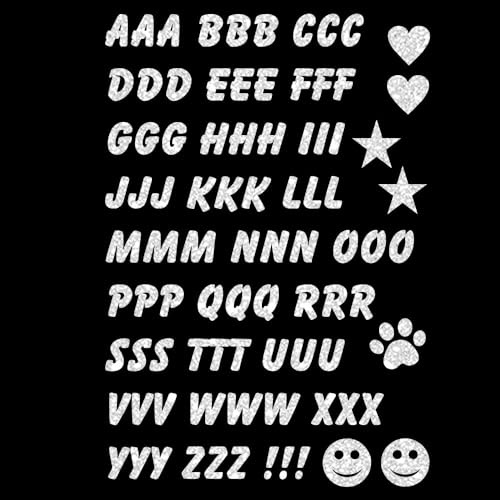 Glitzerdeals Bügelbilder Glitzer Alphabet zum Aufbügeln silber Aufbügler für Textilien Karneval Kostüm Alphabet Bügelflicken Buchstaben Fasching Patch zum Aufbügeln Alphabet