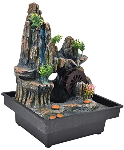 Fontana da Tavolo, Fontana da Tavolo Decorativa, Fontana a Cascata in Resina Fontane d'Acqua per Interni Eleganti e Semplici per la Camera da Letto (Spina Europea 220 V)