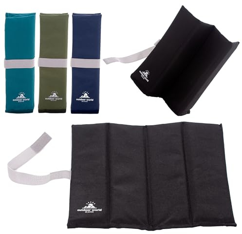 Outdoor World Klappbare Sitzmatte – wärmeisoliert, wasserdicht, feuchtigkeitsbeständig, tragbares Sitzpolster – leichtes Sitzkissen für Outdoor, Camping, Park,Picknick, Wandern,Angeln (Schwarz X-Groß)