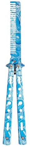 Schmetterlingsmesserkamm, Edelstahl -Kammtrainer ohne Scheibenschnitte Schmetterlingstraining Kamm für Anfänger Aqua Blau