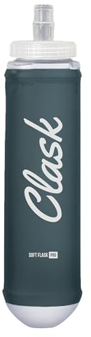 Clask Soft Flask Pro Bouteille d'eau flexible avec bouchon à remplissage facile, fond thermomoulé facile à mettre dans la poche, douce, flexible et confortable (turquoise foncé)
