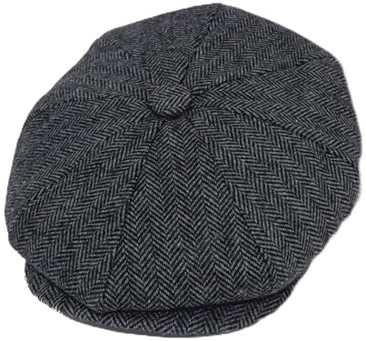 Gorra plana de tweed para hombre, gorra de periódico, estilo panadero, sombrero plano de tweed de lana de 8 paneles para otoño e invierno, Espiga gris oscuro, L