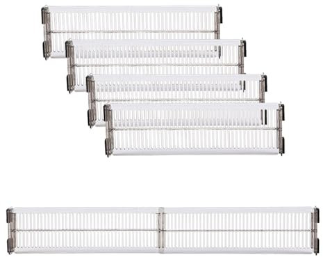 4er-Set Schubladentrenner, Kunststoff Schubladenteiler, Verstellbar 27.5-51cm Transparente Schubladen Ordnungssystem,Schubladen Organizer für Schrank Unterwäsche Socken Schreibtisch (4 Stücke)