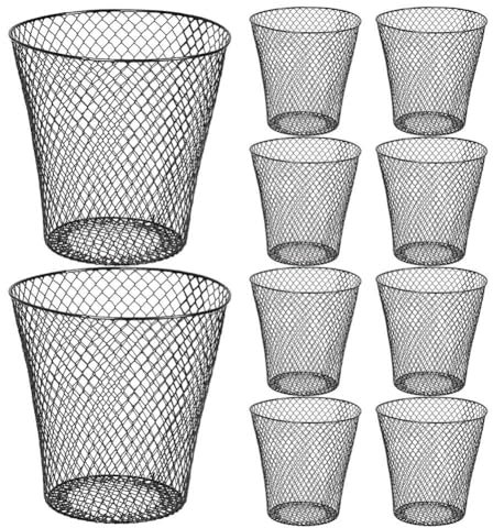 Fcuajdkq - Papelera de reciclaje de metal para oficina de celosía metálica, contenedor de basura para oficina de dormitorio (10 piezas)