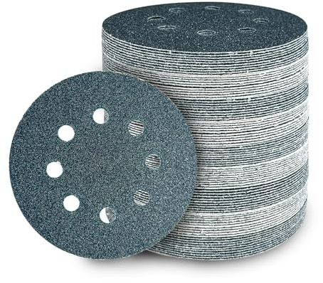 GEOGIEEW 90 Pièces Disques Abrasifs 125mm Grain 60 Papier Poncer 8 Trous Disque Poncage pour Ponceuse Excentrique