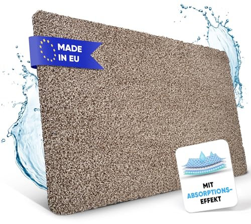 Entrando Fussmatte 40x60 cm - innen und aussen - Baumwolle - rutschfest, waschbar, robust - passt unter der Tür - für Haustür oder überdachten Eingang, Terrasse, Balkon (Beige)