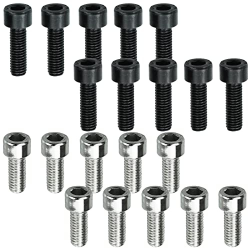 20Pcs Bike Bolts,Bicycle Stem Bolts,Disc Brake Caliper Bolts with Washers, M5x16mm,M5x12mm Bike Water Bottle Holder Cage Screws for Bike Water Bottle Holder,black and silver