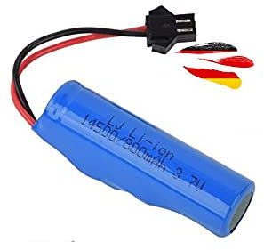 14500 Akku 3.7V 800mAh Li-Ion SM-2P, 5cm Ersatzakku inkl. USB-Ladekabel, wiederafladbare Batterie, RC Auto, Truck, Boot, Panzer, Quadcopter, Bagger, Helikopter, Kettenfahrzeug, Spielzeug, 1S Lithium