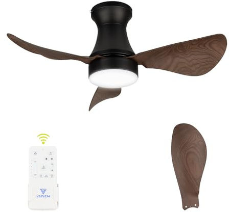 Vagizm Ventilateur Plafond avec Lumiere pour Chambre:76CM Ventilateur Plafond Silencieux - 6 Vitesses Télécommande et LED Dimmable - Convient pour l'hiver et l'été - Noyer 3 pales - 220 à 240VVV