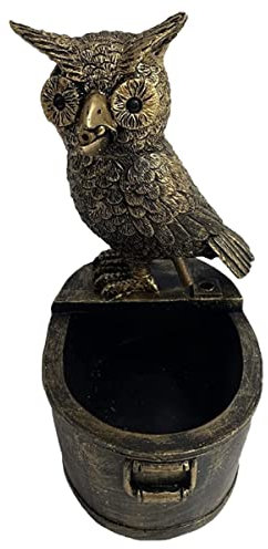 SUPVOX Buse de Fontaine de Statue en Résine Or, Figurine de Hibou Résistante à Décoloration et l'usure, Décoration Extérieure pour Patio et Jardin