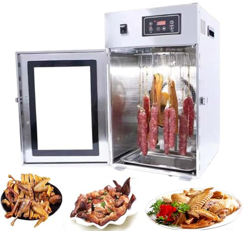 JOSBY Deshidratador de Carne Seca de Acero Inoxidable de 800 W, Armario de Secado Comercial para Curar Carne, Temporizador Digital de 24 Horas, Ajuste de 30 a 90 ℃, Capacidad de 7 kg, Control táctil