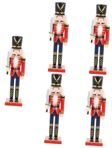 Zerodeko 5 Piezas Muñecas Cascanueces Puerta Cascanueces Festival USB navideños Christmas Bombillas Inteligentes Decorativos de Navidad de Madera