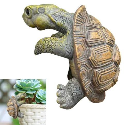 SIXHAOBU Pot de Fleurs en Forme de Tortue en Résine Décoration de Jardin pour l'extérieur Statue de Tortue Figurine de Tortue Grimpante Mignon Statue de Tortue pour Pot de Fleurs Cour