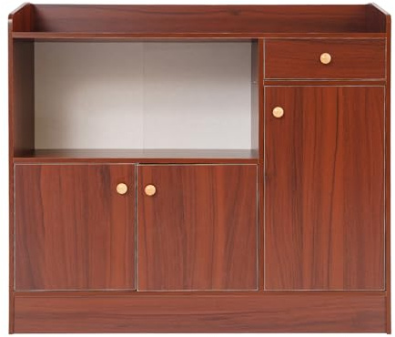 Armoire de cuisine avec plan de travail - Buffet de cuisine avec étagère à micro-ondes - Commode de cuisine avec 1 tiroir, 3 portes - Buffet pour cuisine, salle à manger, salon - 90 x 30 x 80 cm