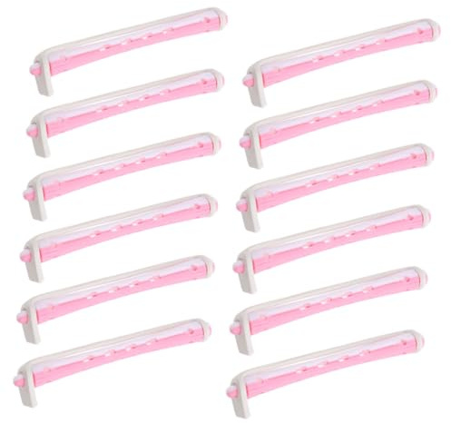 Gatuida 24pcs Perm Rods Hair Rollers Curling Rods for Women Plastic Pp Material Pink Easy Operation Will Not Damage Hair Home DIY Use