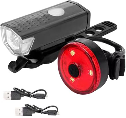 Eoixuqba Bicycle Lights Set, Ultra Bright Bike Lights Front And Back, USB Rechargeable Bike Light Set, Bicycling Light Rechargeable, Cycling Front Rear, IPX4 Waterproof Headlight Taillight Combination